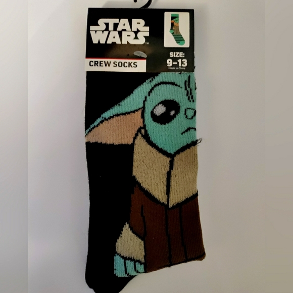 Star Wars Character Socks Yoda, Unisex Size 9-13 Black and Brown - Picture 1 of 2